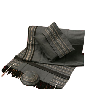 Grey Tallit with black stripes